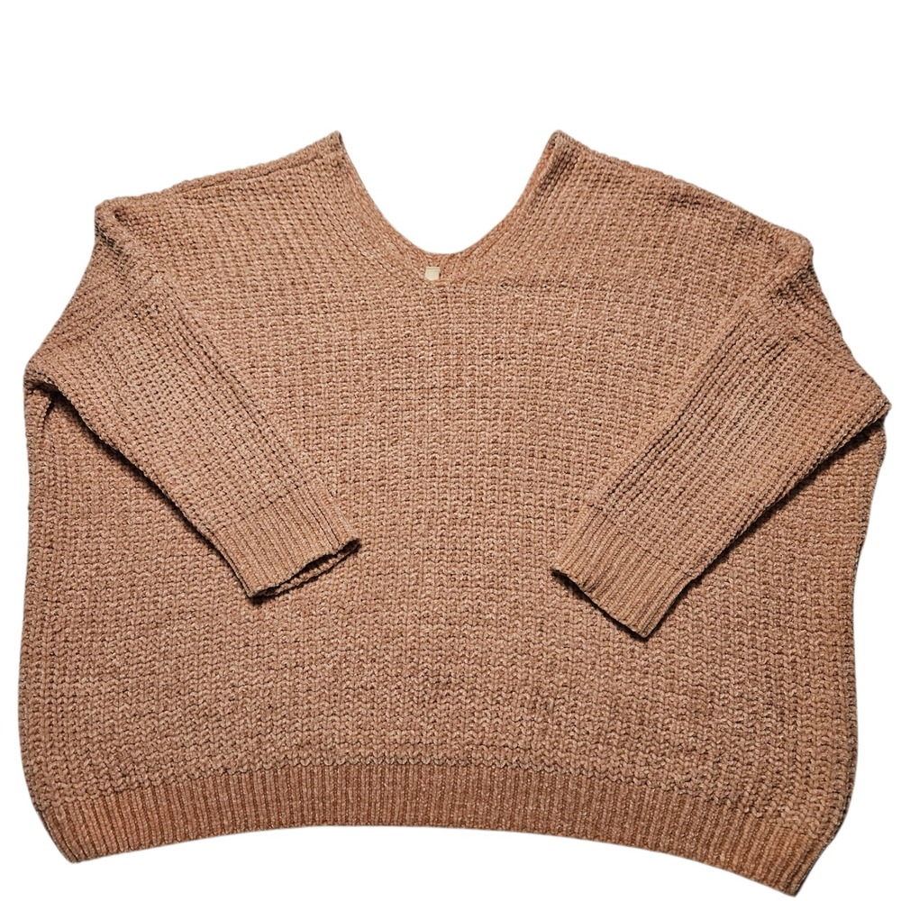 Elan Womens Medium Pullover V Neck Sweater Knit Casual Pink‎ Relaxed Fit